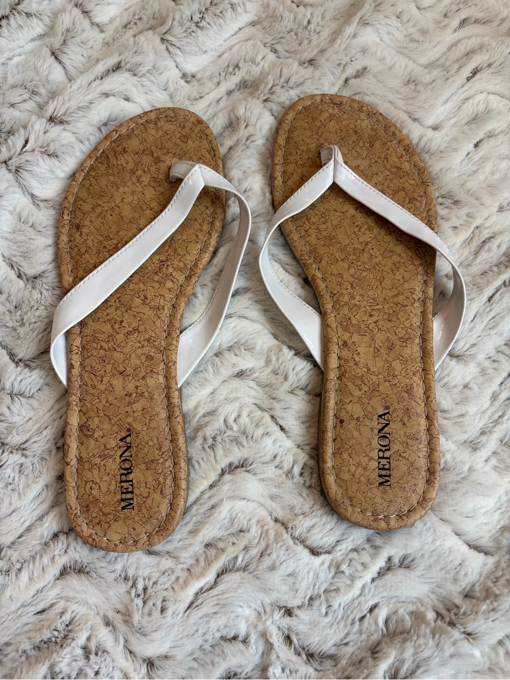 Merona White Cork-Style Thong Sandals